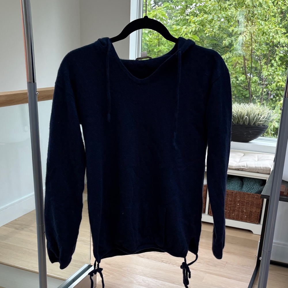 Garnet Hill Navy Blue Cashmere Hoodie